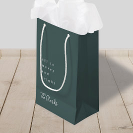 Minimale Weihnachten | Skandinavischer Wald Grüner Kleine Geschenktüte