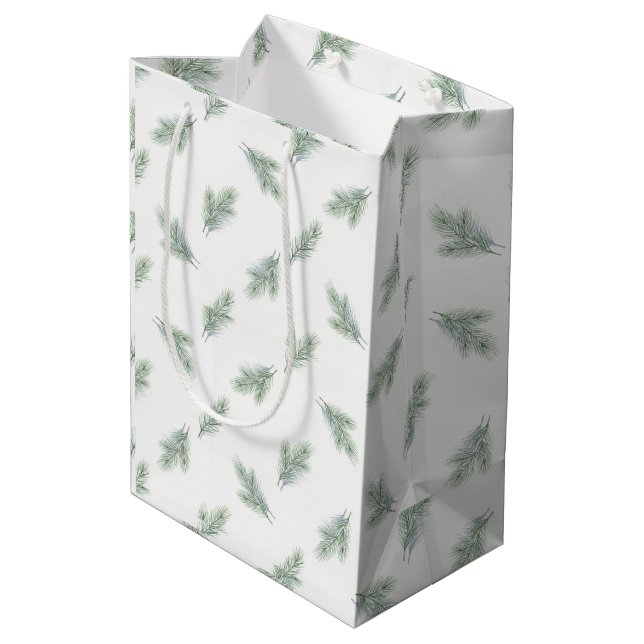 Minimale Weihnachts-Korporat-Tannenbaum-Muster Mittlere Geschenktüte (Rückseite Schrägansicht)