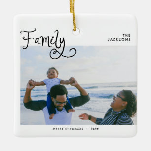 Minimale Weihnachtsfamilienfoto Whimsical Frohe We Keramikornament