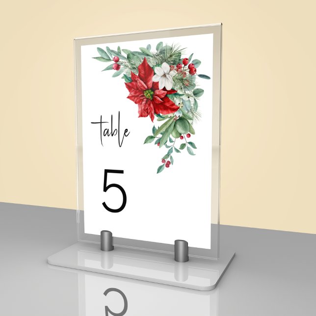 Minimale Weihnachtsfeier Blume & Blätter Bouquet Tischnummer (Von Creator hochgeladen)