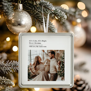 Minimale Weihnachtsfoto-Dekoration 'Alles ist ruhi Ornament Aus Metall