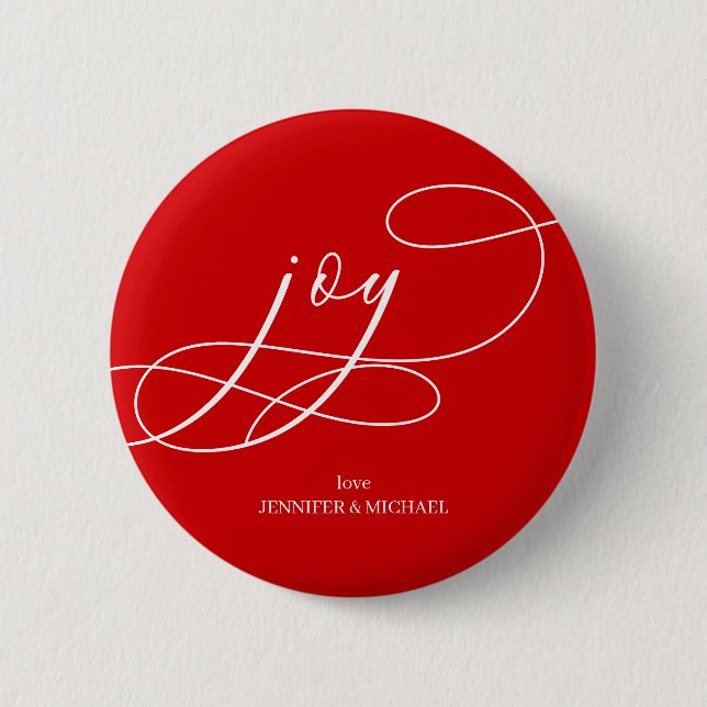 Minimale Weihnachtsfreude rot weiß Button (Vorderseite)