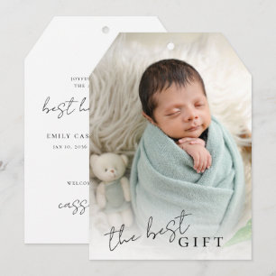 Minimale Weihnachtsgeschenk-Geburtsanzeige-Fotokar Ankündigung