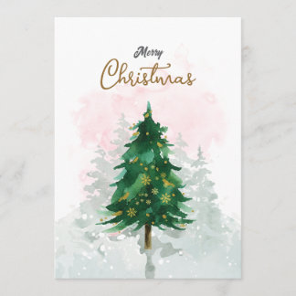Minimale Weihnachtskarte mit Wasserfarben Karte