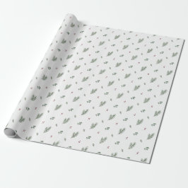 Minimale Weihnachtspattern, Kiefer, Beeren Geschenkpapier