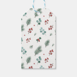 Minimale Weihnachtspattern, Kiefern & Beeren Geschenkanhänger