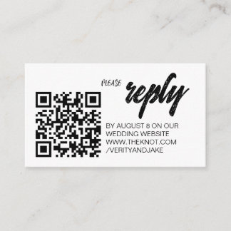 Minimale weiße Hochzeits-RSVP-QR-Code-Beilagekarte Begleitkarte