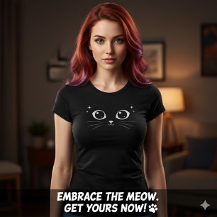 Minimale weiße Katzen-Augen-Illustration T-Shirt