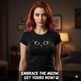 Minimale weiße Katzen-Augen-Illustration T-Shirt