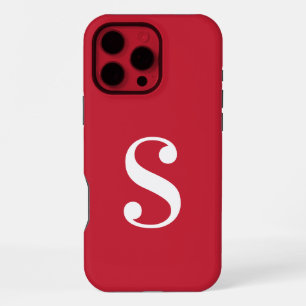 Minimale weiße Monogramm auf Rot iPhone 16 Pro Max Hülle