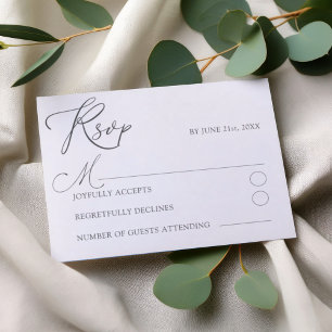 Minimale weiße RSVP-Typografie-Hochzeit RSVP Karte