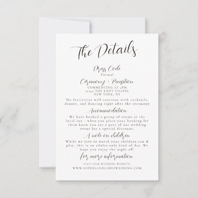 Minimale weiße Schwarz-Hochzeitskarte Einladung (Vorderseite)