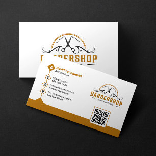 Minimale weiße und rostbraune Barbershop Coiffeur Visitenkarte