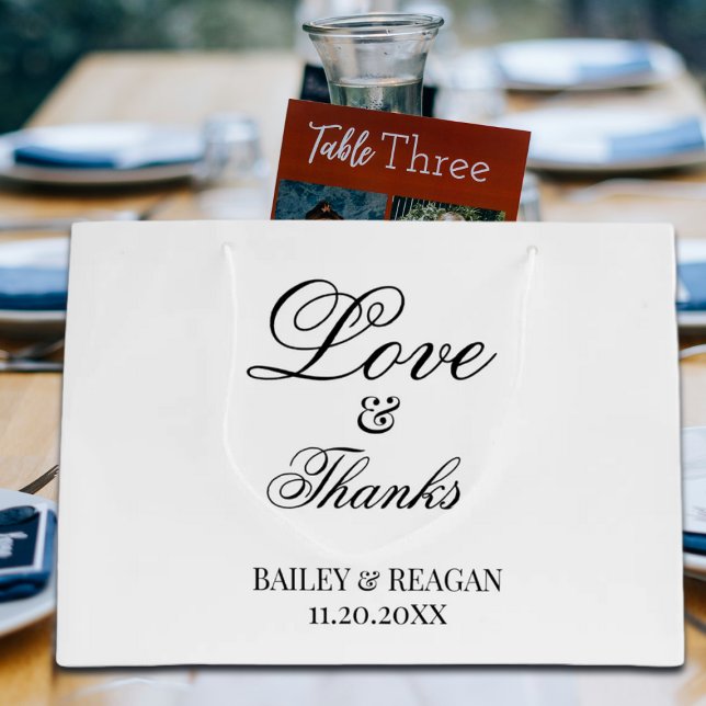 Minimale weiße und schwarze Hochzeit Große Geschenktüte (Von Creator hochgeladen)