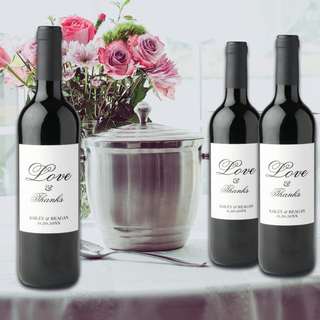 Minimale weiße und schwarze Hochzeit Weinetikett (Von Creator hochgeladen)