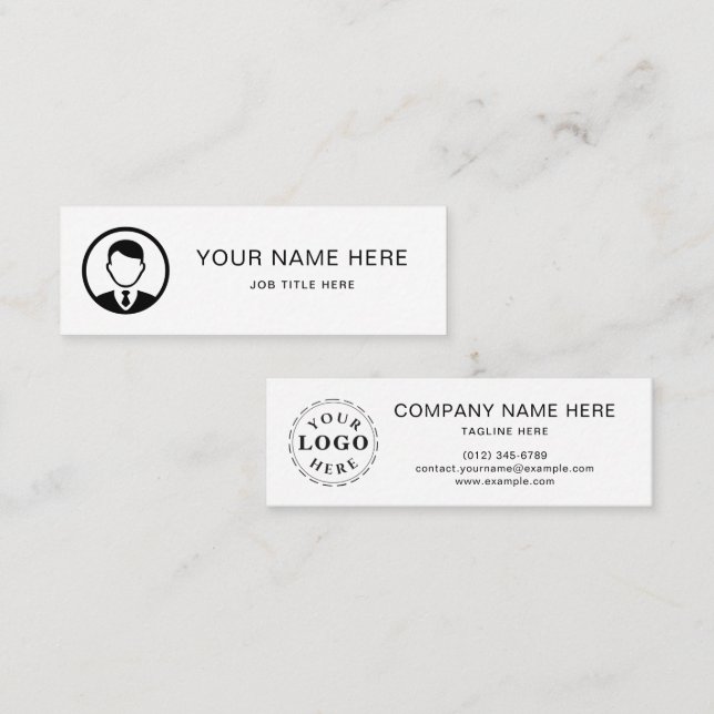 Minimale White Mini Calling Card mit schwarzem Scr Telefonnummerkarte (Vorne/Hinten)