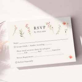 Minimale Wildblume Beige Boho Blumenhochzeit RSVP Karte