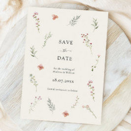 Minimale Wildblume Beige Boho Blumenhochzeit Save The Date