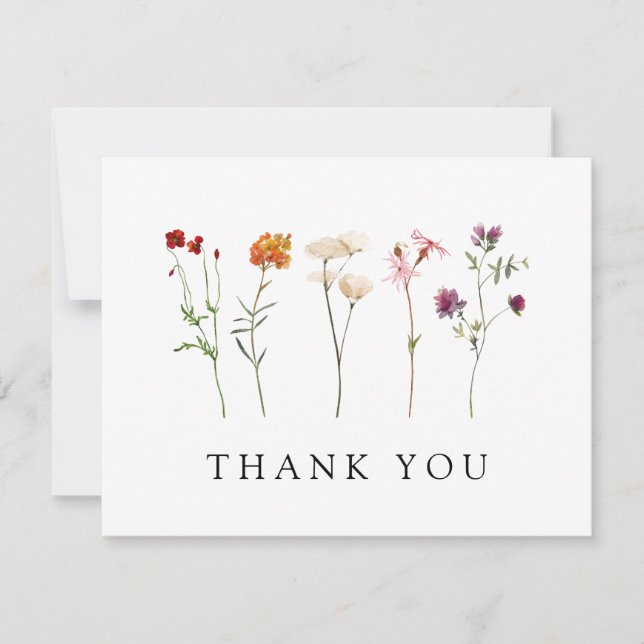 Minimale Wildblume Lesbische Blütenhochzeit Dankeskarte (Vorderseite)