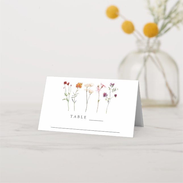 Minimale Wildblume Lesbische Blütenhochzeit Platzkarte (Vorderseite)