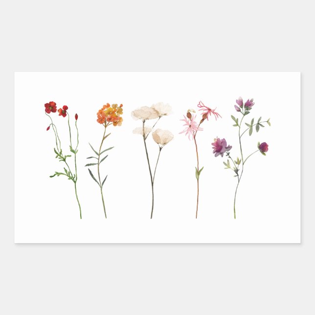 Minimale Wildblume Lesbische Blütenhochzeit Rechteckiger Aufkleber (Vorderseite)