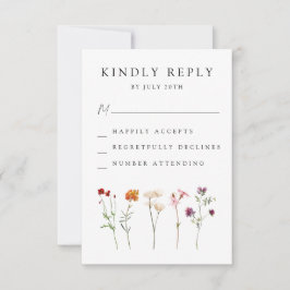 Minimale Wildblume Lesbische Blütenhochzeit RSVP Karte