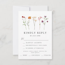 Minimale Wildblume Lesbische Blütenhochzeit RSVP Karte