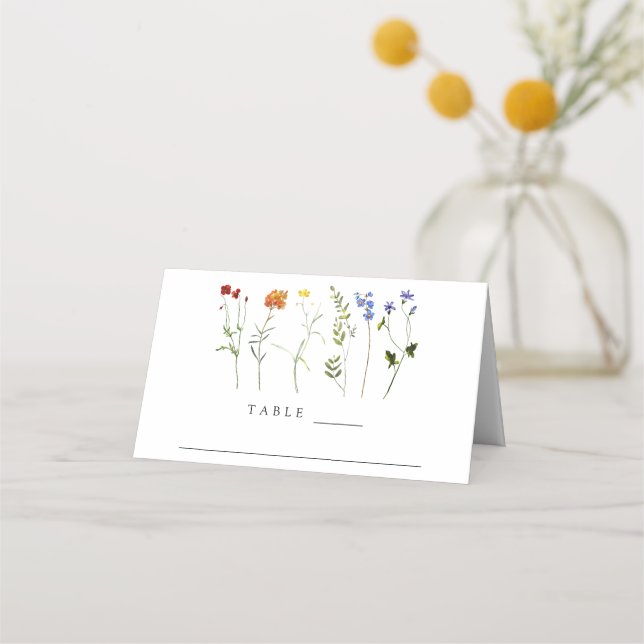 Minimale Wildblume LGBTQ Gay Pride Blumenzwiebeln Platzkarte (Vorderseite)