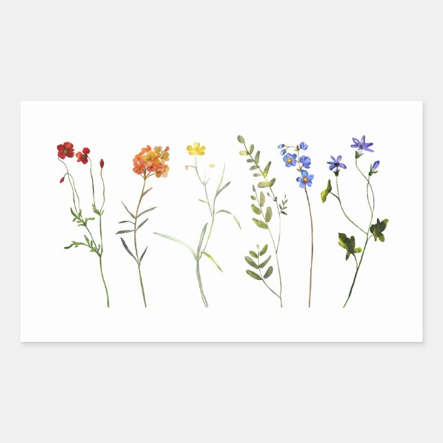 Minimale Wildblume LGBTQ Gay Pride Blumenzwiebeln Rechteckiger Aufkleber (Vorderseite)