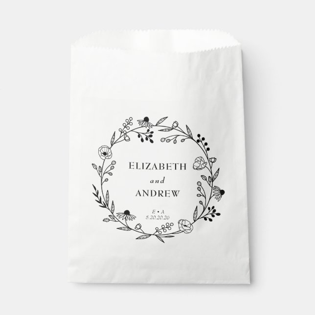 Minimale Wildblume | Wreath Wedding Geschenktütchen (Vorderseite)