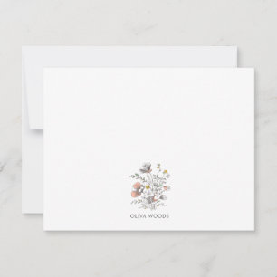 Minimale Wildblumen- Botanische Namens-Papeterie Mitteilungskarte