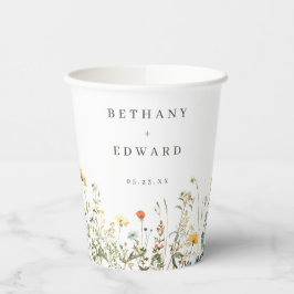 Minimale Wildblumen-Hochzeit Pappbecher