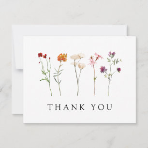 Minimale Wildblumen-Lesben-Stolz-Blumenhochzeit Dankeskarte