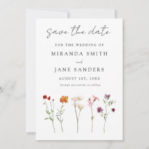 Minimale Wildblumen-Lesben-Stolz-Blumenhochzeit Save The Date