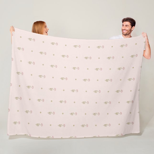 Minimale Wildblumenmuster mit Punkten Fleecedecke (Beispiel)