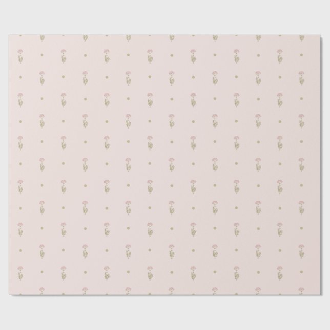 Minimale Wildblumenmuster mit Punkten Geschenkpapier (Flach)