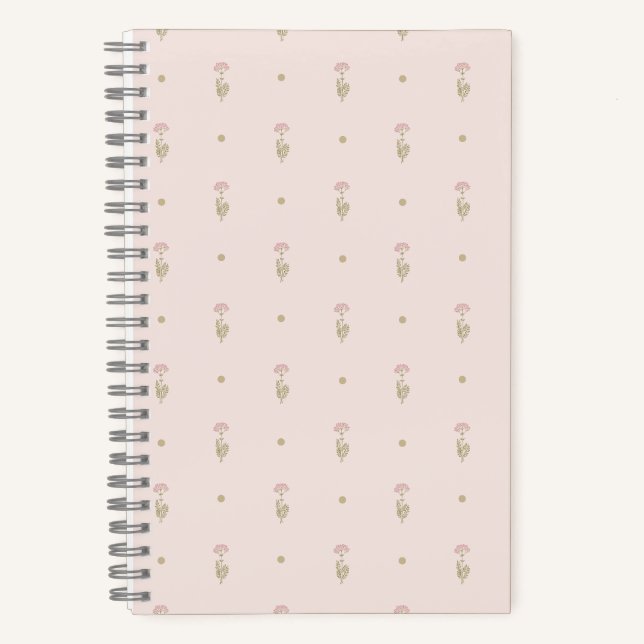 Minimale Wildblumenmuster mit Punkten Notizbuch (Vorderseite)
