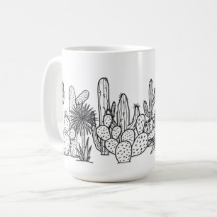 Minimale Wüste – Botanisch in schwarzer Tinte Kaffeetasse