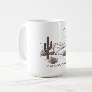 Minimale Wüstenlinienkunst – Moderne Boho-Kakteen- Kaffeetasse