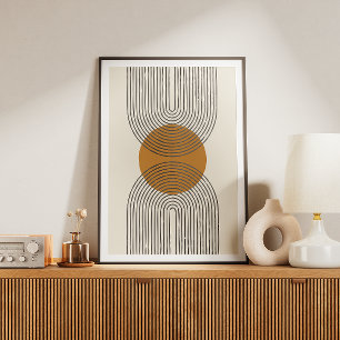 Minimale zeitgenössische Kunst mit Bogen und Kreis Poster