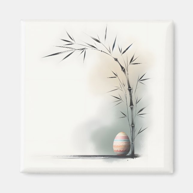 Minimale Zen-Frühlingsbambus-Osterdekoration Magnet (Vorne)