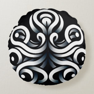 Minimale Zen Heilige Geometrische Mandala Abstrakt Rundes Kissen