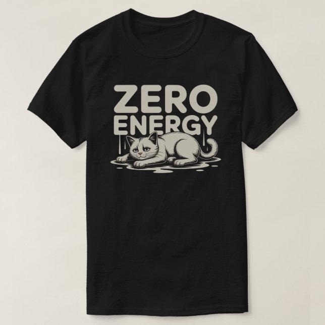 Minimale Zero-Energie-Katze-Design T-Shirt (Design vorne)