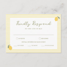 Minimale Zitrone Amalfi-Küsten-Hochzeits-RSVP-Kart