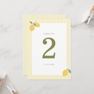 Minimale Zitronen-Amalfi-Küsten-Hochzeitstisch-Num Einladung