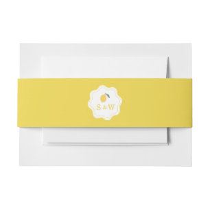 Minimale Zitronen-Amalfi-Küsten-Monogramm-Hochzeit Einladungsbanderole