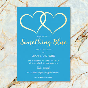 Minimale Zwei-Herzen-Something-Blue-Brautparty Folieneinladung