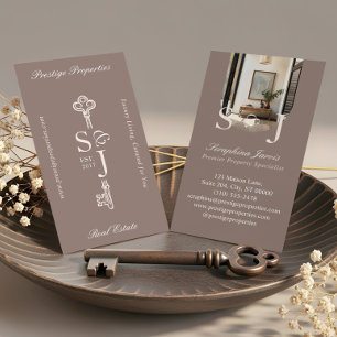 Minimalelegantes Schlüsselmonogramm Stylischer Bog Visitenkarte