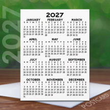 Minimaler 2027-Kalender - Jahresübersicht Schwarz 