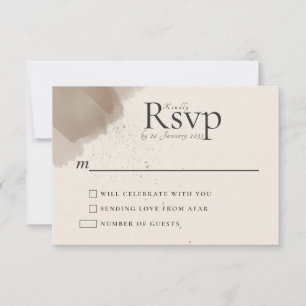 Minimaler Abstrakter Pinsel und Tinte-Hochzeitstic RSVP Karte